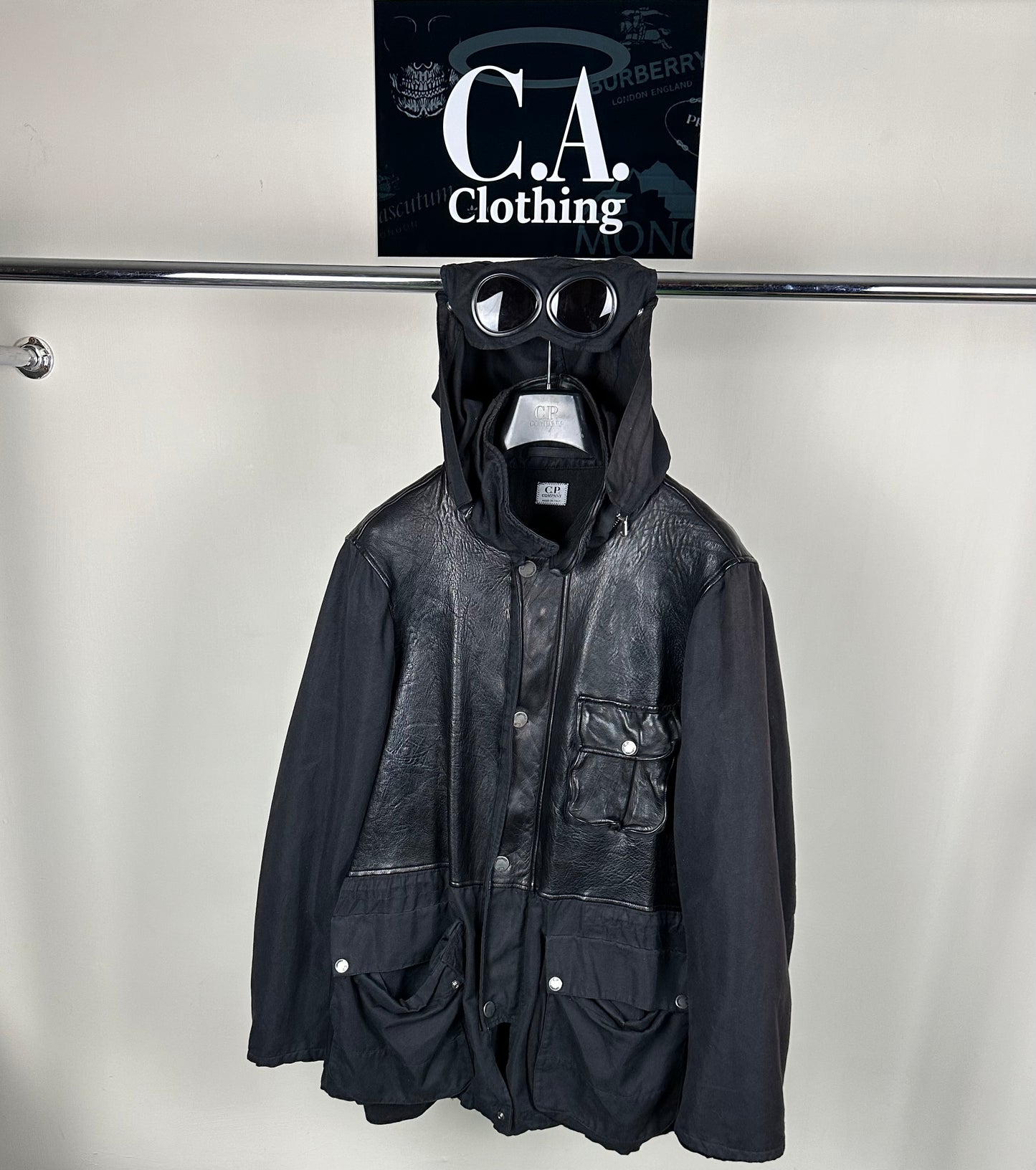 CP Company Leather La Mille Goggle Coat size (2XL) Fits (XL)