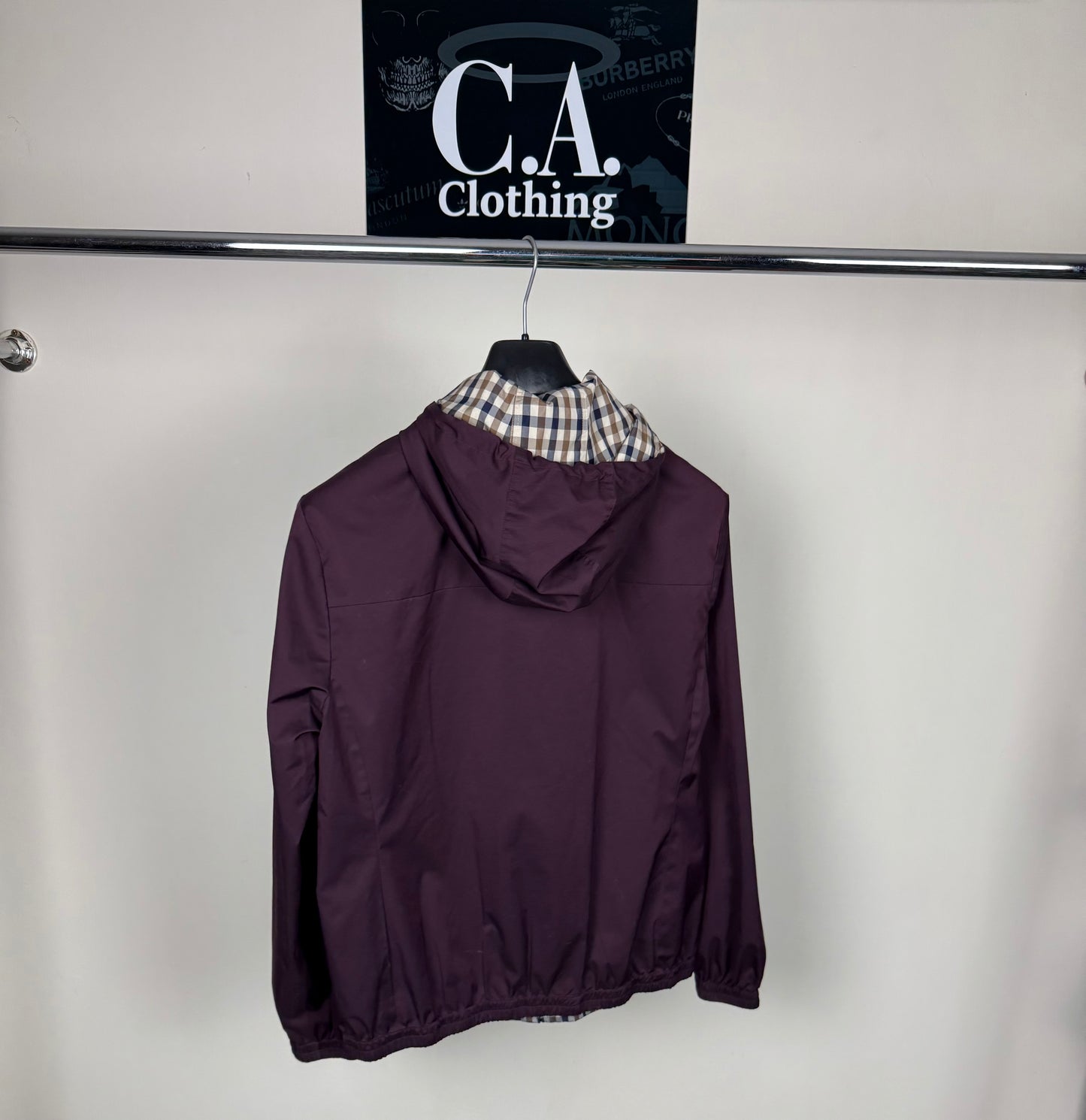 Aquascutum Burgundy Hooded Reversible Jacket Size (M)