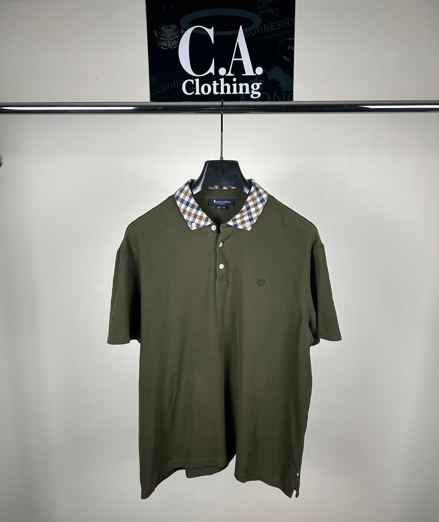 Aquascutum Khaki Polo Shirt Size (XL)