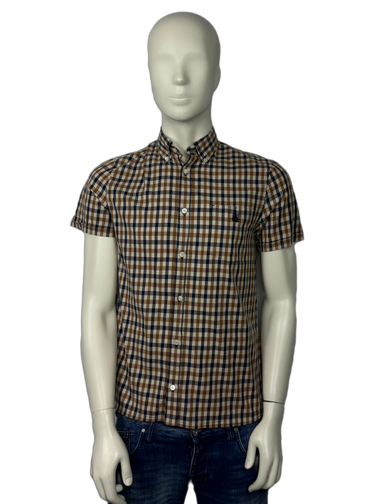 Aquascutum Short Sleeved Full Check Shirt Size (L)