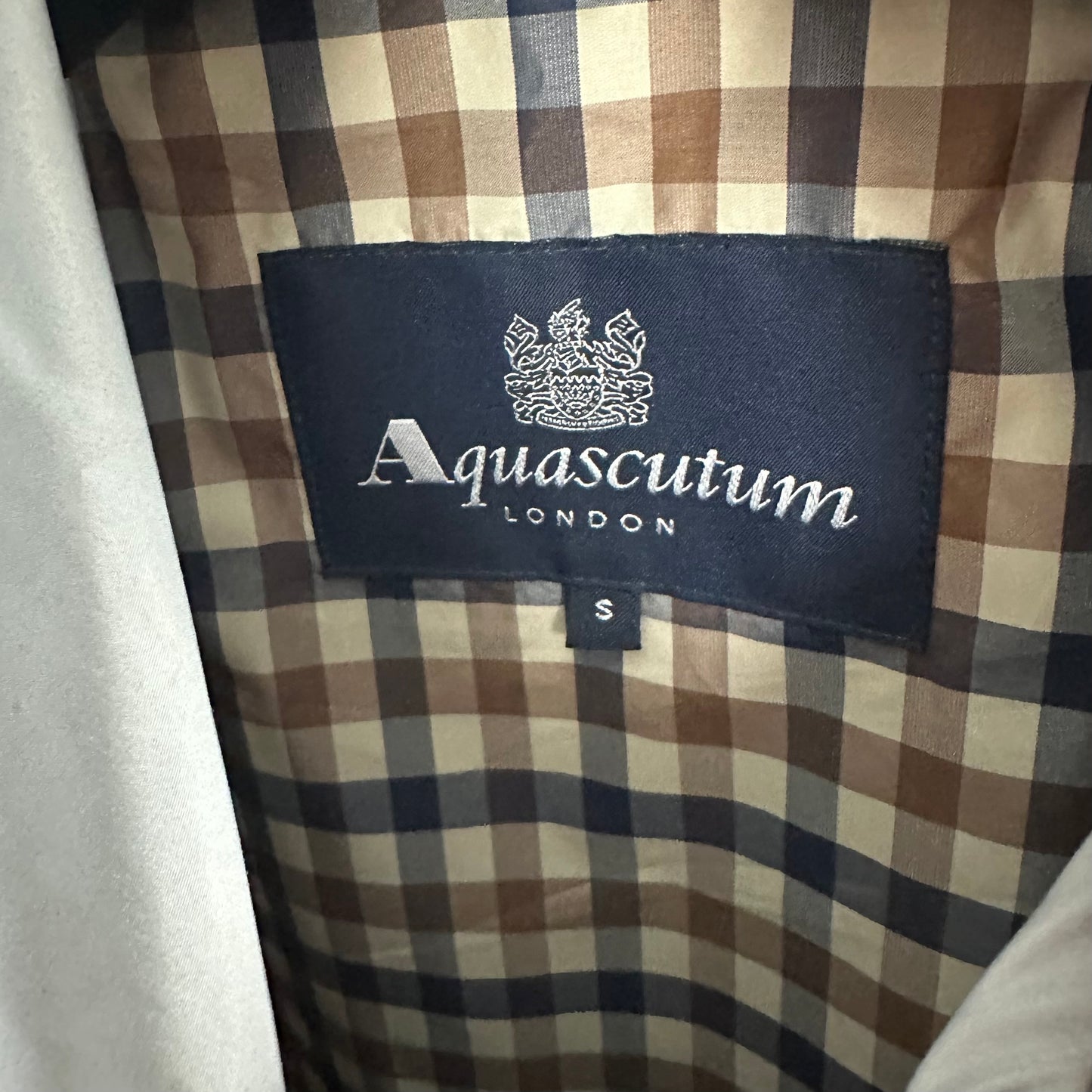 Aquascutum Checked Collar Trench Coat Size (S)