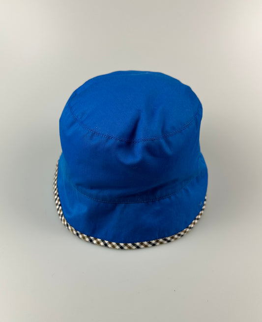 Aquascutum Blue Reversible Trim Bucket Hat (L)