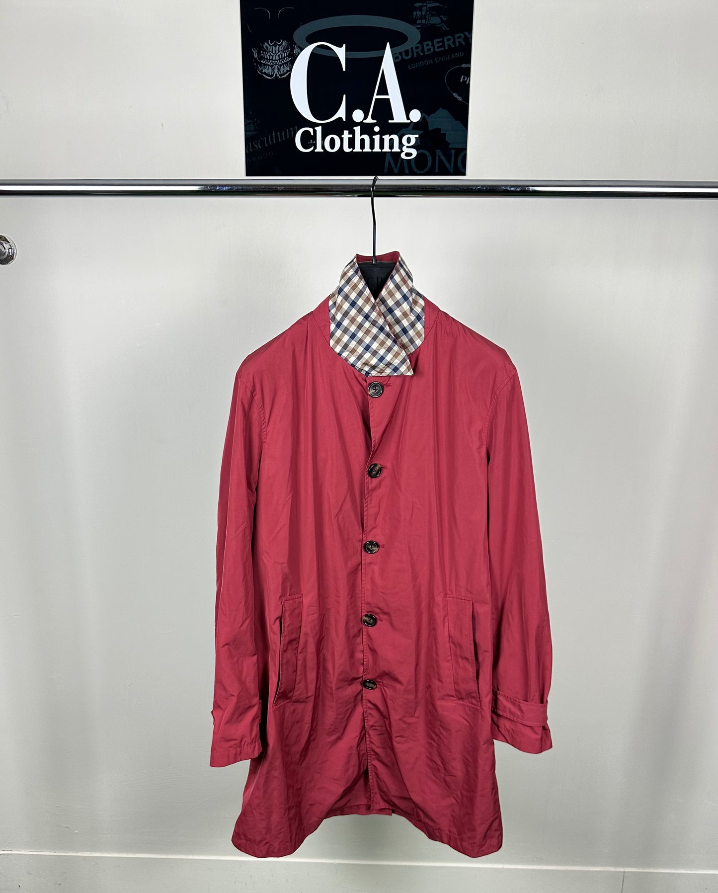 Aquascutum Checked Collar Trench Coat Size (L)