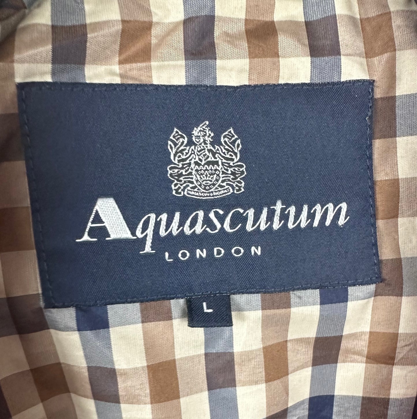 Aquascutum Checked Collar Trench Coat Size (L)