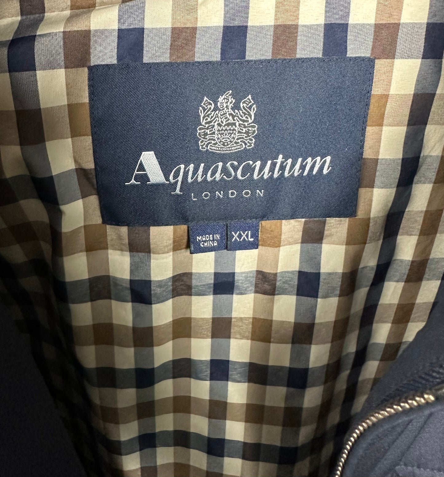 Aquascutum Padded Checked Collar Navy Overshirt Size (2XL)