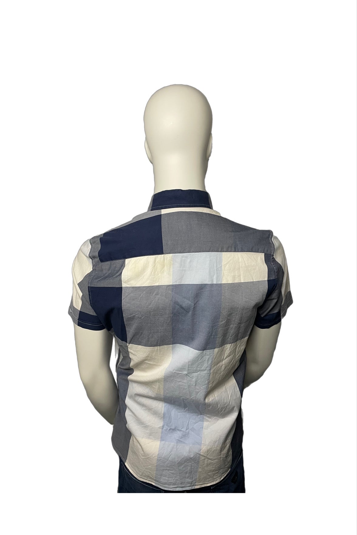 Aquascutum Short Sleeve Large Check Shirt Size Medium (M)