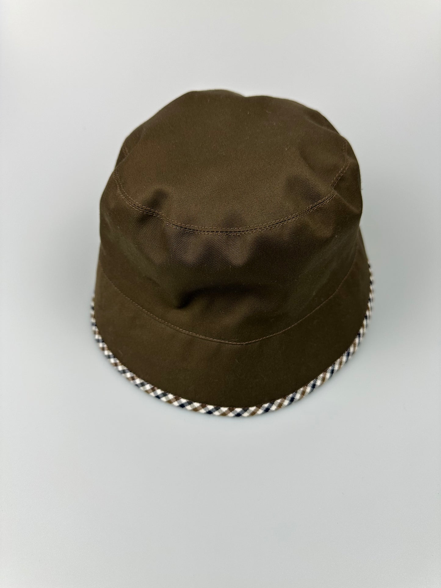 Aquascutum Brown Reversible Trim Bucket Hat (L)