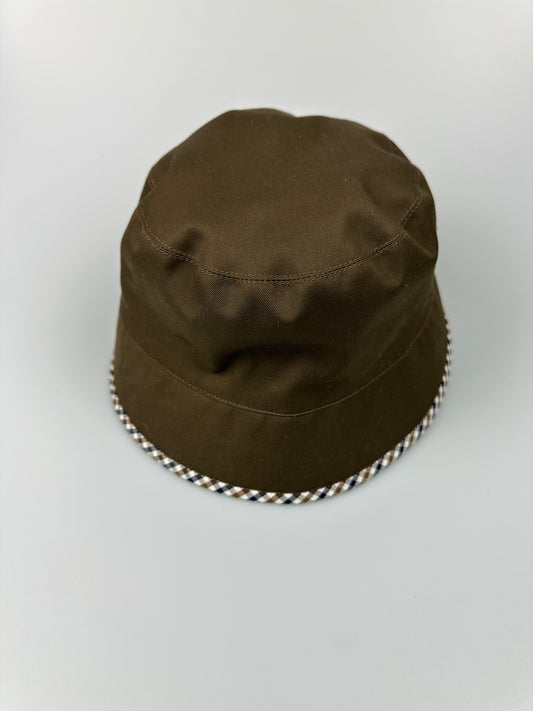 Aquascutum Brown Reversible Trim Bucket Hat (L)
