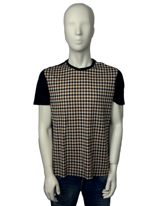 Aquascutum Front Check Navy T-shirt Shirt Size (L)