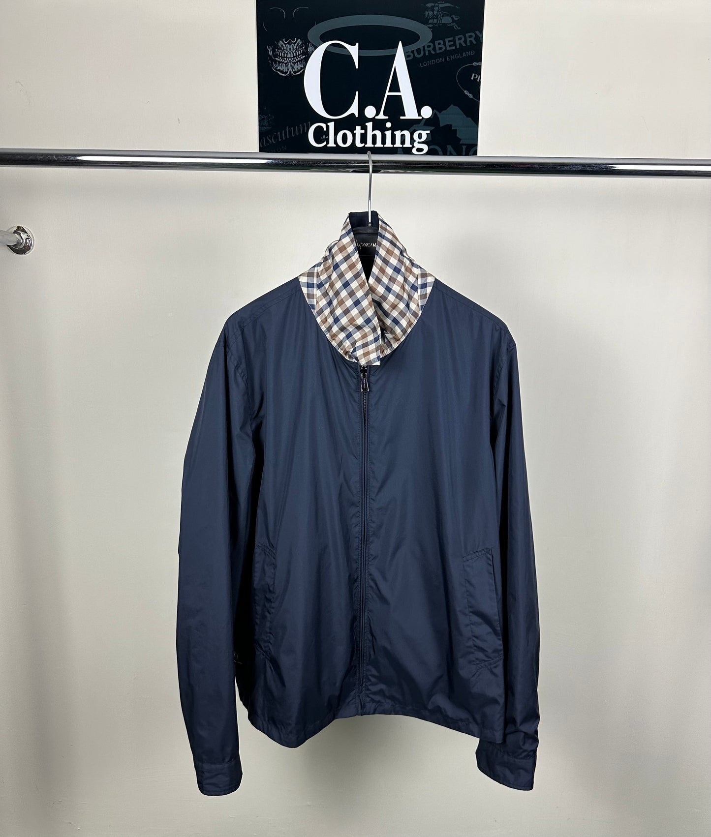 Aquascutum Navy Reversible Jacket Size (M)