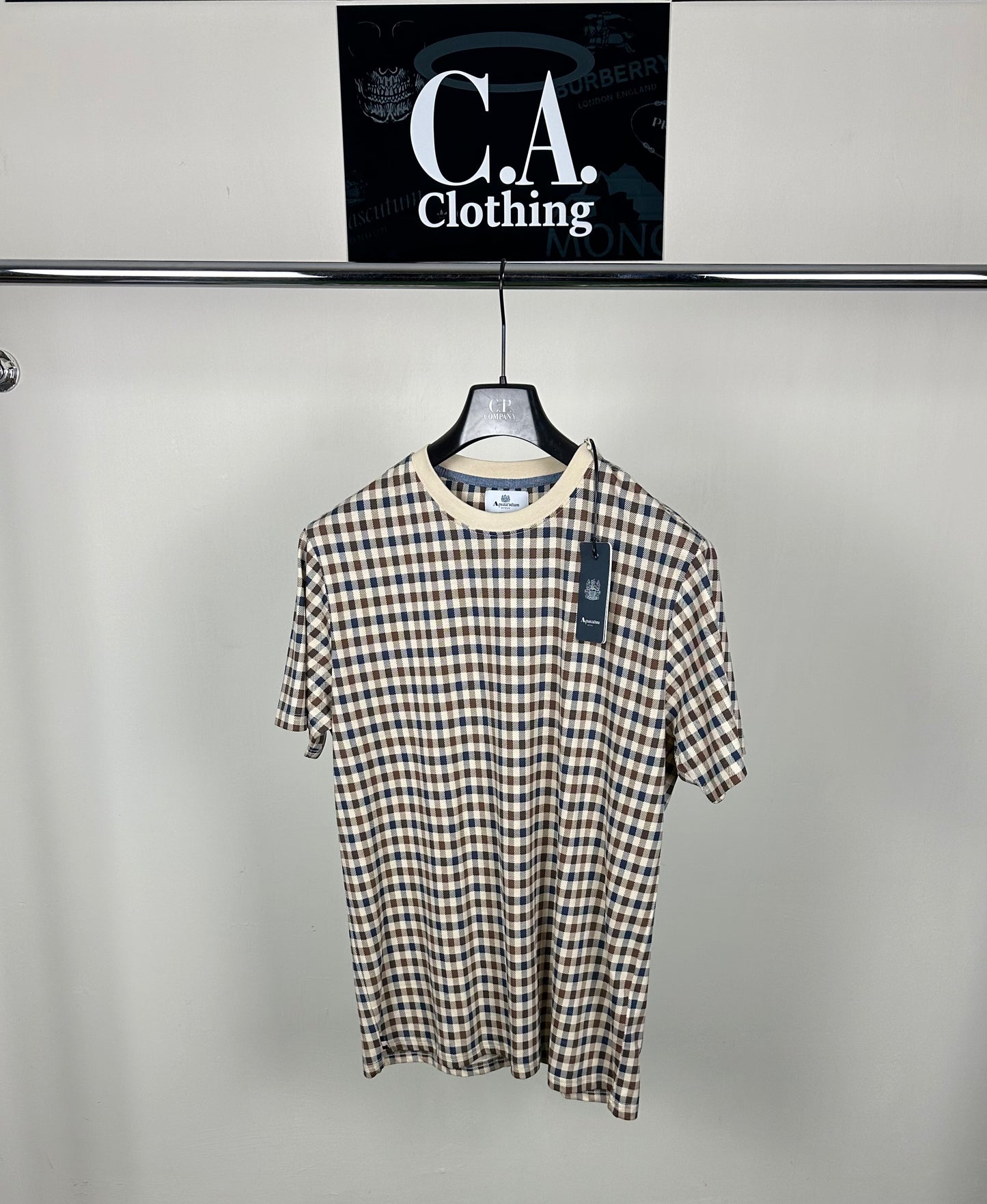 BNWTs Aquascutum Check T-shirt Shirt Size (XL)