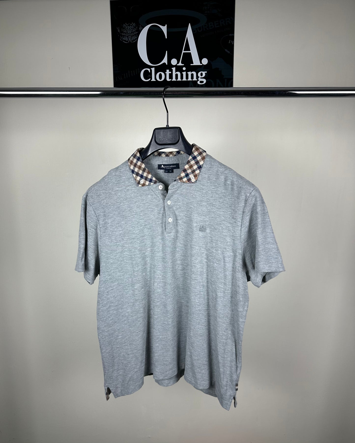 Aquascutum Grey Polo Shirt Size (XL)