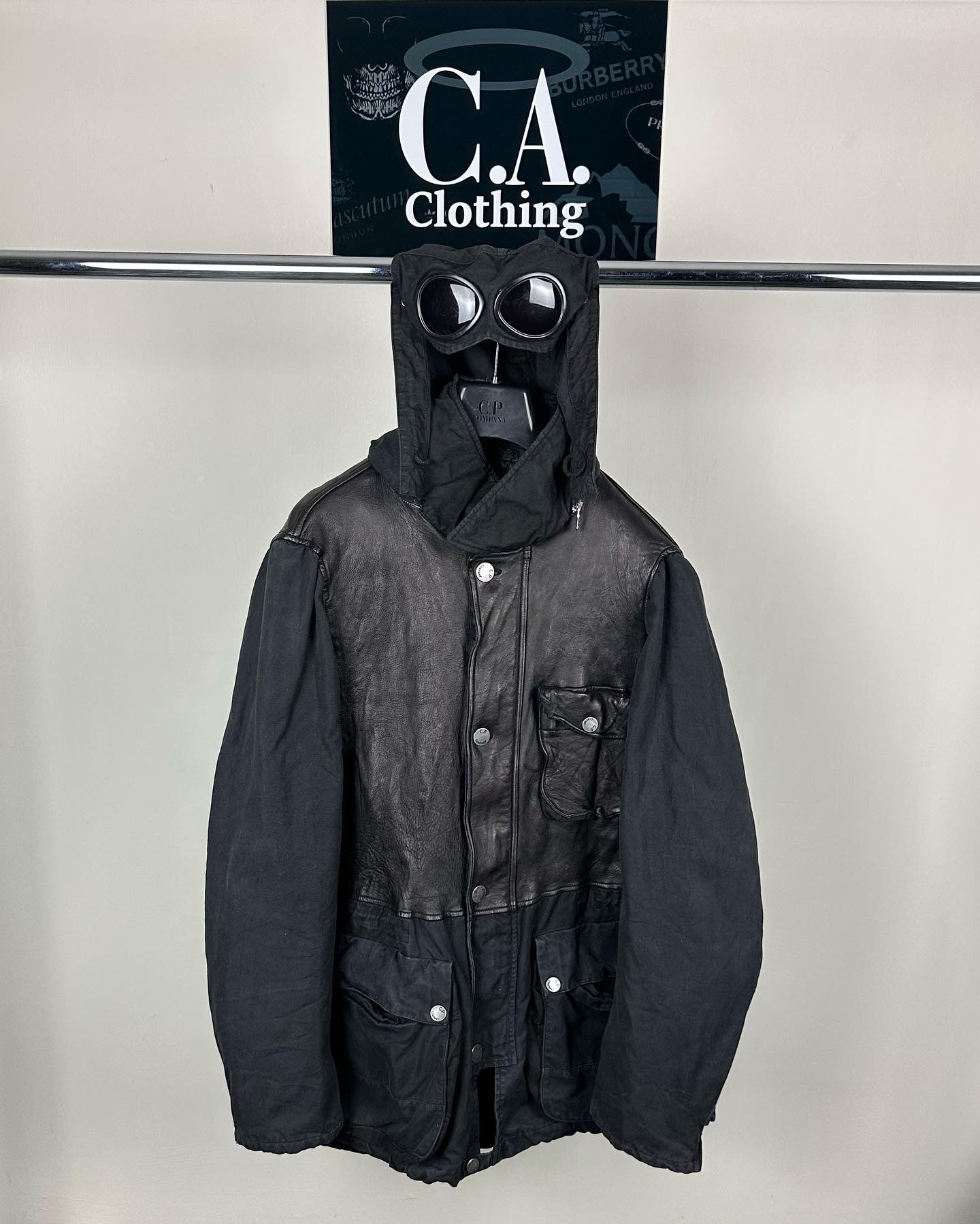CP Company Leather La Mille Goggle Coat size (XL) Fits (L)