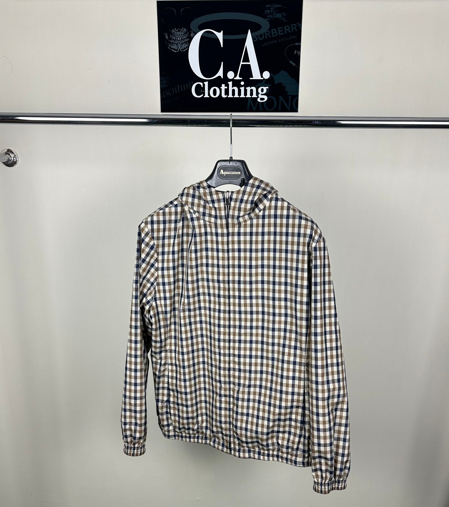 Aquascutum Navy Hooded Reversible Jacket Size (L)