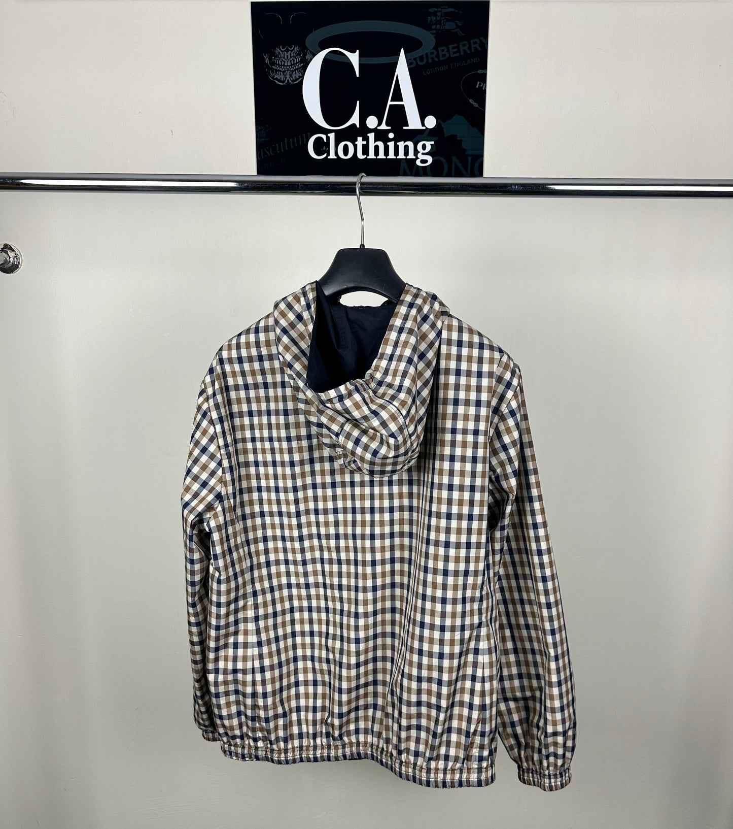 Aquascutum Navy Hooded Reversible Jacket Size (L)
