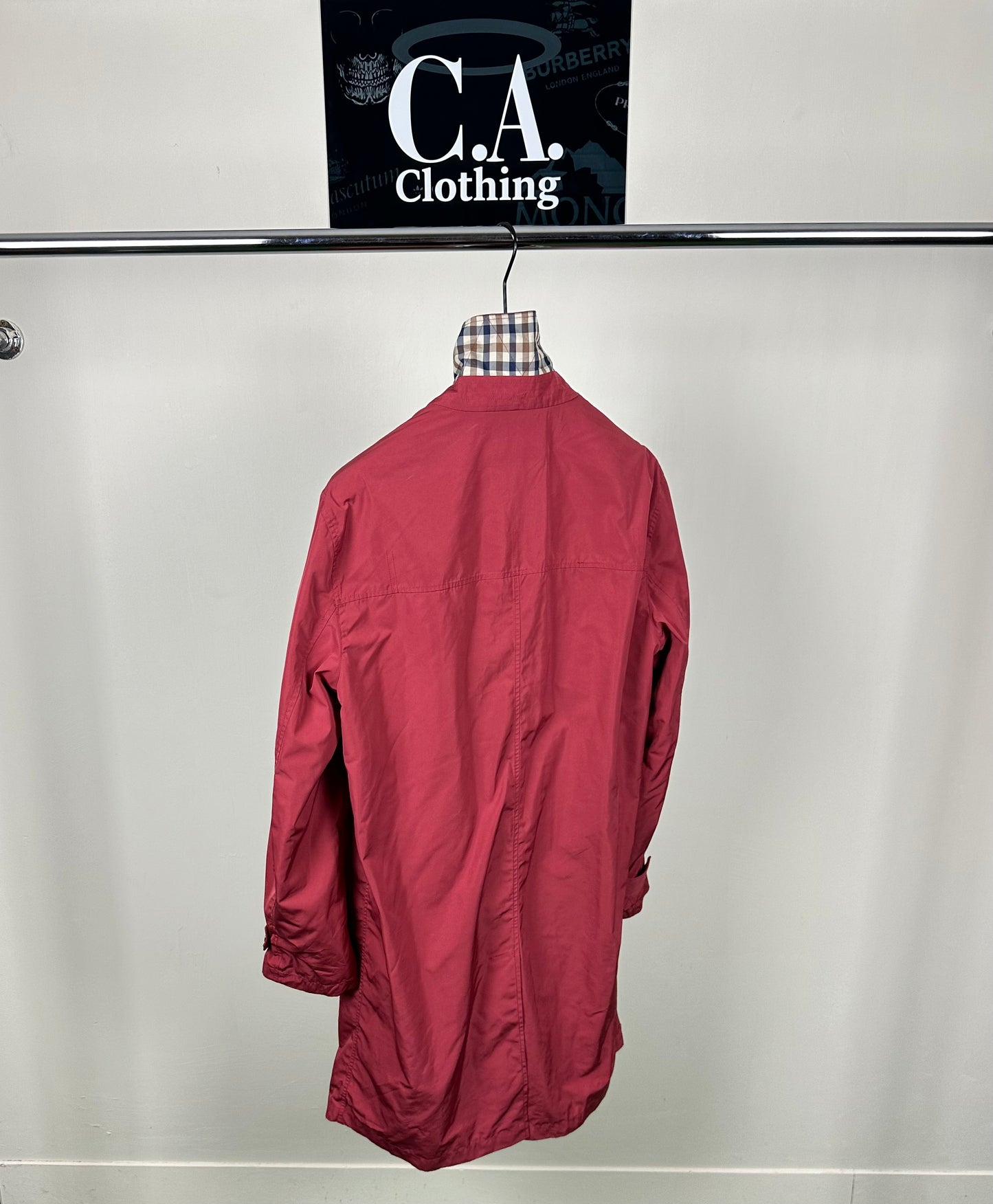 Aquascutum Checked Collar Trench Coat Size (L)