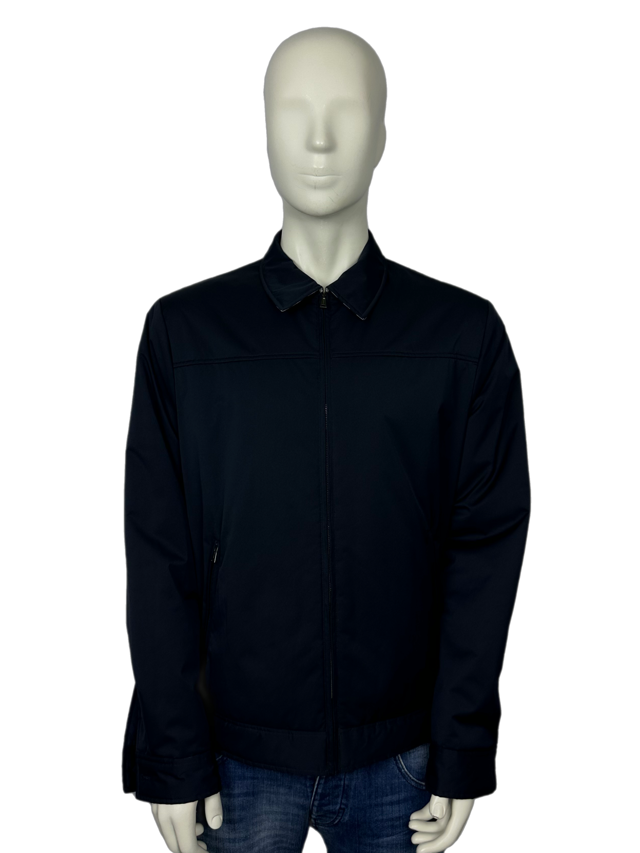 Aquascutum Padded Checked Collar Navy Overshirt Size (2XL)
