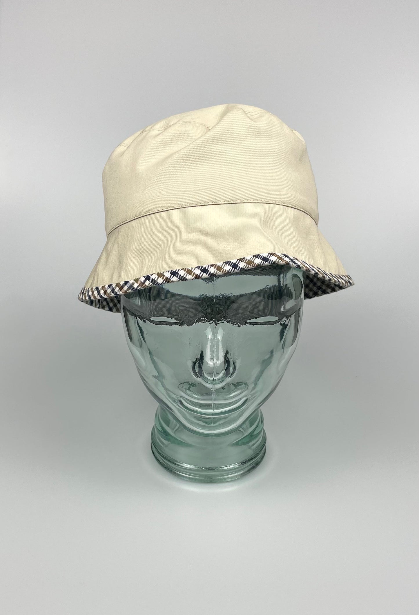 Aquascutum Beige Reversible Trim Bucket Hat (M)