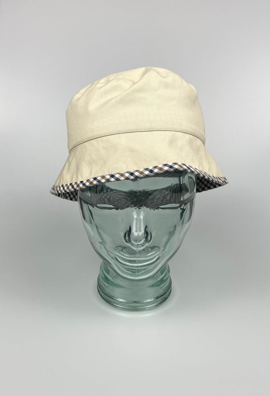 Aquascutum Beige Reversible Trim Bucket Hat (M)