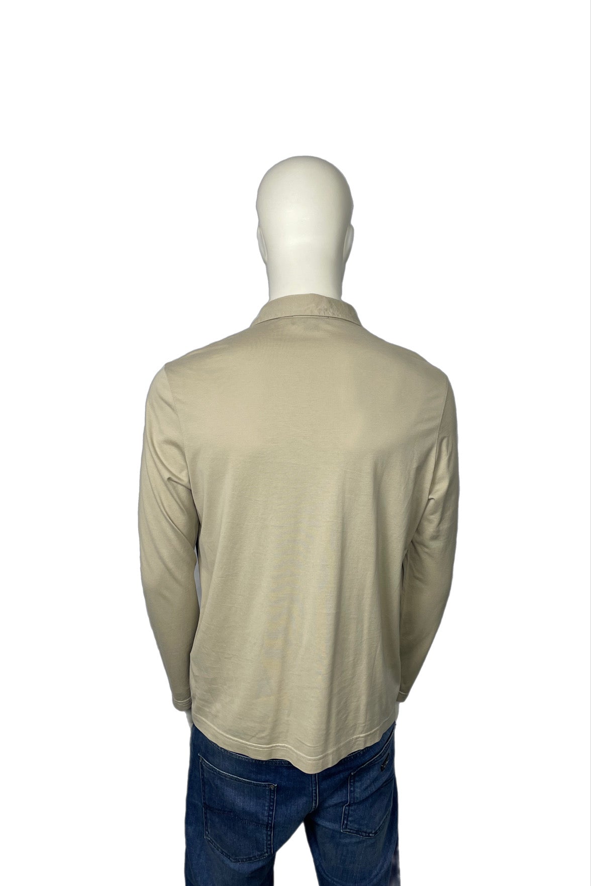 Aquascutum Front Check Beige Polo Shirt Size Small (S)